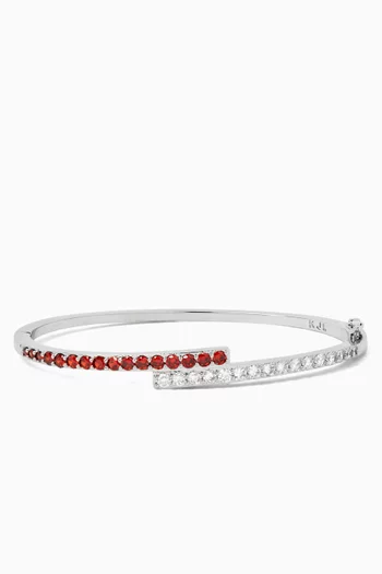 CZ Overlap Hinge Bracelet in Rhodium-plated Brass