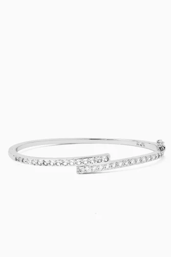 CZ Overlap Hinge Bracelet in Rhodium-plated Brass