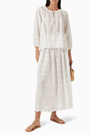Bella Embroidered Skirt in Cotton