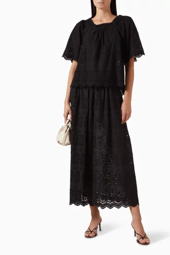Mecha Embroidered Skirt in Cotton
