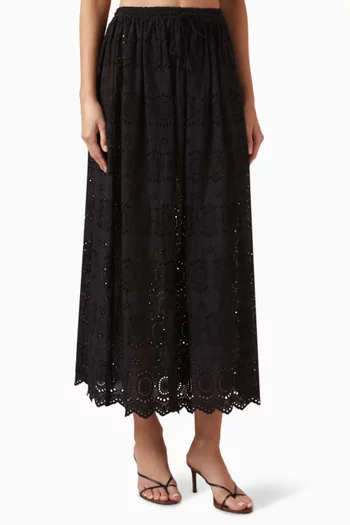 Mecha Embroidered Skirt in Cotton