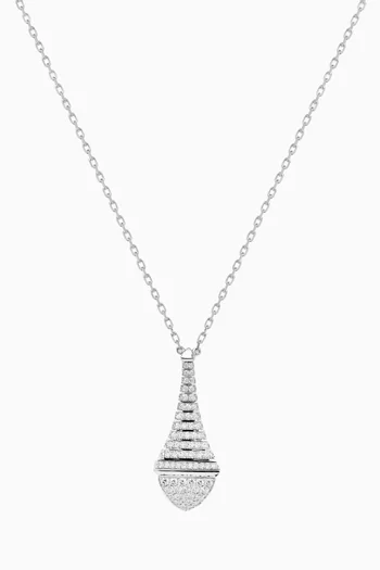 Cleo Rev Luxe Midi Full Diamond Pendant Necklace in 18kt White Gold