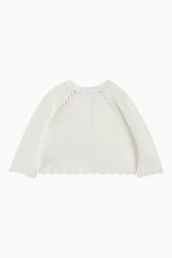 Scalloped Cardigan in Cotton-wool Knit