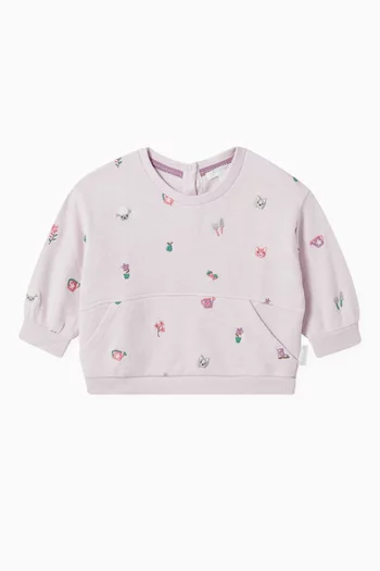 Embroidered Sweatshirt in Organic Cotton