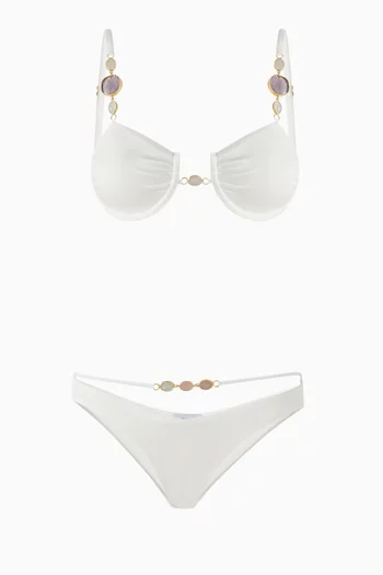Amethyst & Rose Quartz Embellished Underwired Bikini Set