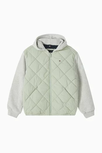 Quilted Hooded Bomber Jacket