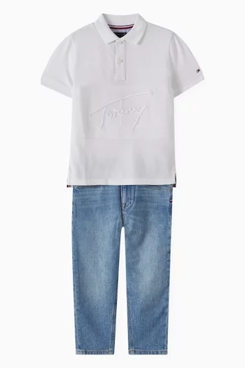Embroidered Polo Shirt in Cotton Piqué