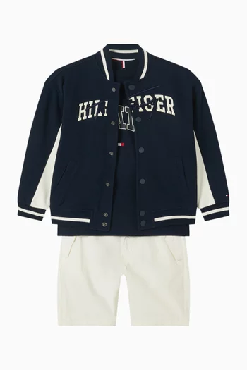 Mixed Graphic Bomber Jacket in Cotton