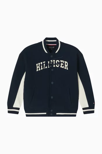 Mixed Graphic Bomber Jacket in Cotton