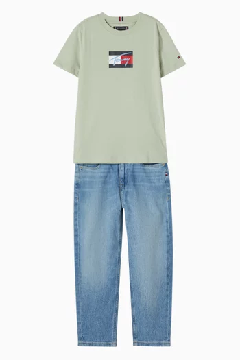 Script Flag Logo T-shirt in Cotton