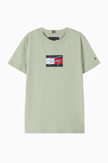 Script Flag Logo T-shirt in Cotton