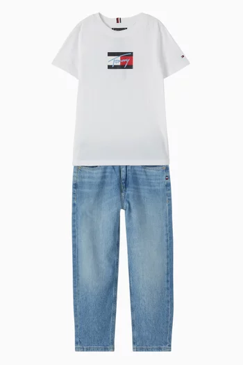 Script Flag Logo T-shirt in Cotton