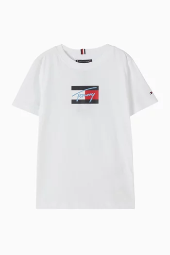 Script Flag Logo T-shirt in Cotton