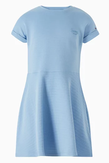Fit & Flare Slim Dress in Cotton-blend Interlock
