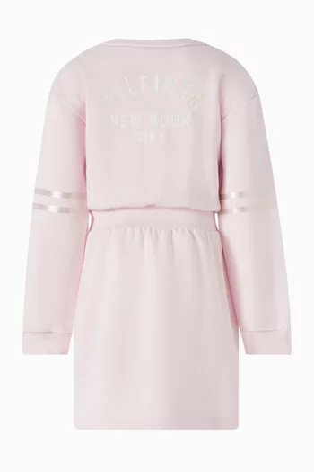 Satin Logo Appliqué Dress in Cotton-blend