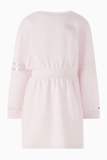 Satin Logo Appliqué Dress in Cotton-blend