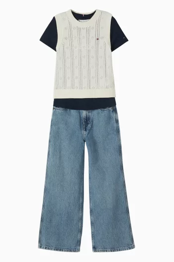 Relaxed Sweater Vest in Pointelle Knit