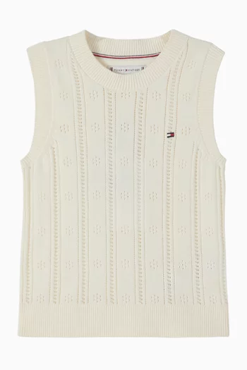 Relaxed Sweater Vest in Pointelle Knit
