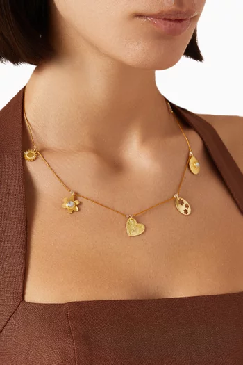 Charm Necklace in 18kt Gold-plated Metal