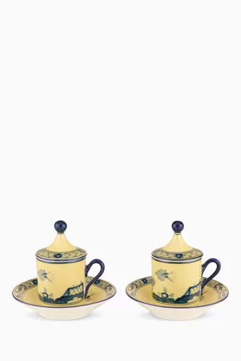 Oriente Italiano Coffee Cup & Saucer in Porcelain, Set of 2
