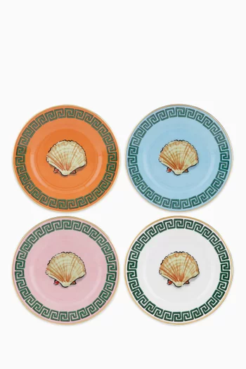 Il Viaggio di Nettuno Flat Bread Plate in Porcelain, Set of 4