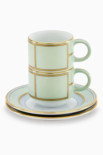 Colonna Coffee Cup & Saucer in Porcelain, Set of 2