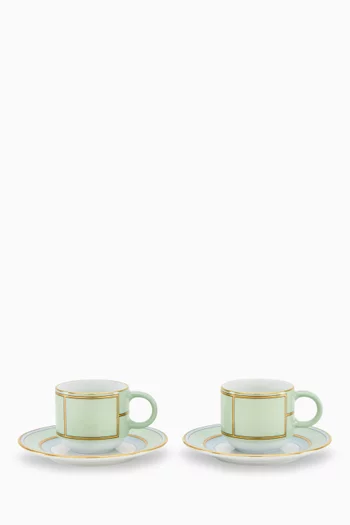 Colonna Coffee Cup & Saucer in Porcelain, Set of 2