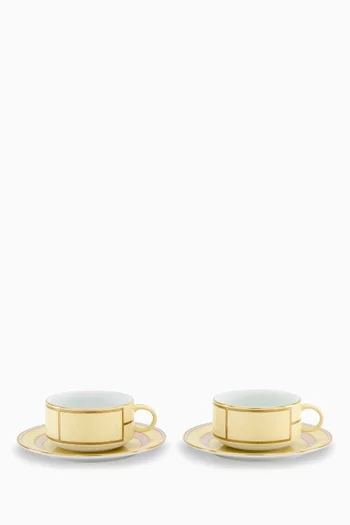 Colonna Tea Cup & Saucer in Porcelain, Set of 2