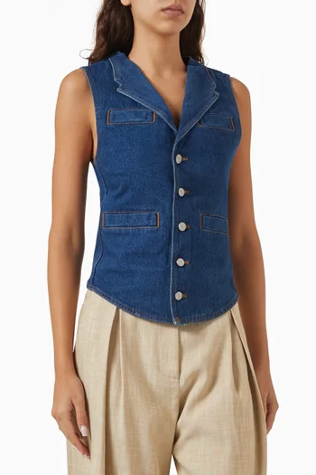 x Patrick McDowell Slim Waistcoat in Denim
