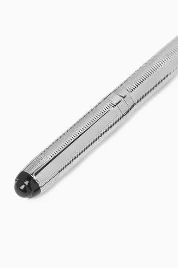 Ribbed Ballpoint Pen in Rhodium-plated Metal