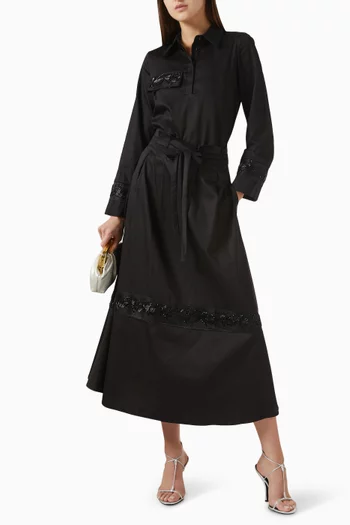 Embellished Midi Skirt in Cotton