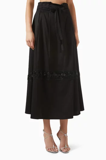 Embellished Midi Skirt in Cotton