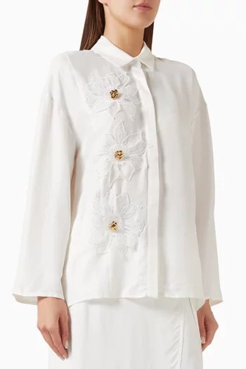 Floral-applique Shirt in Viscose