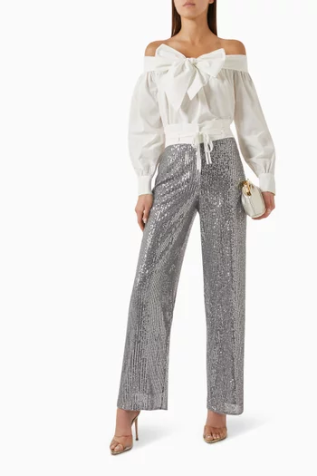 Off-shoulder Bow Top in Cotton-blend