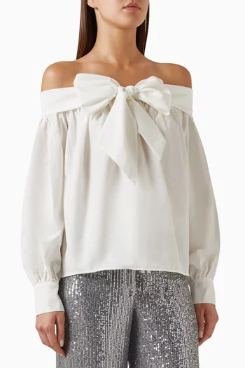Off-shoulder Bow Top in Cotton-blend
