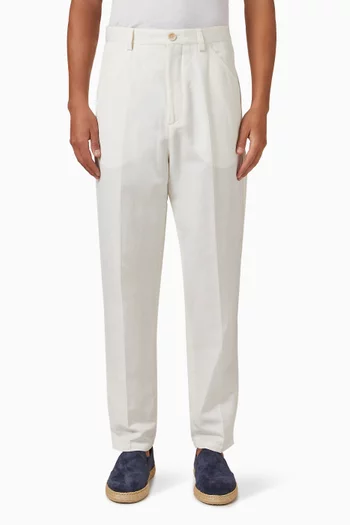 Leisure Fit Pants in Cotton & Linen Gabardine