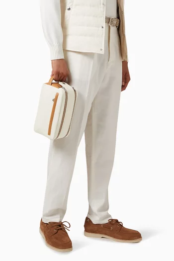 Wash Bag in Cotton & Leather