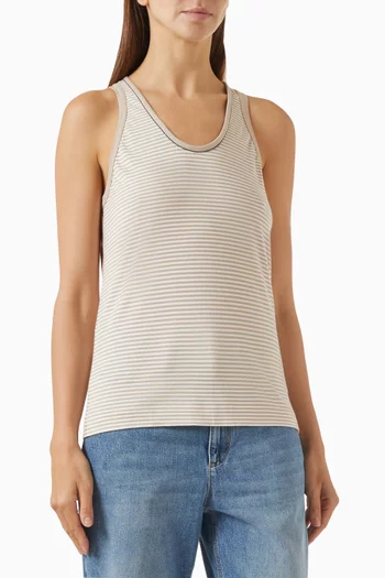 Striped Monili Top in Cotton Jersey