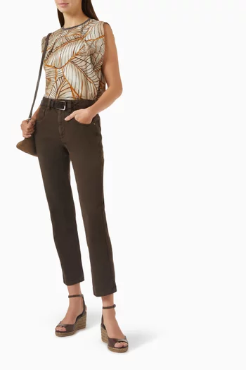 Papyrus-print Monili Top in Organza