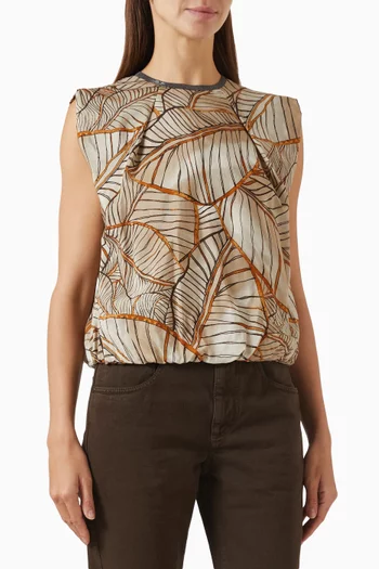 Papyrus-print Monili Top in Organza