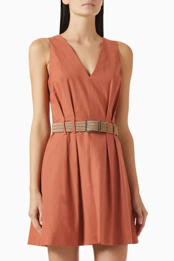 Belted Mini Dress in Twill