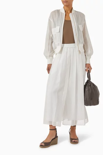 Pinstripe Bomber Jacket in Cotton Organza