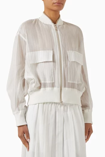 Pinstripe Bomber Jacket in Cotton Organza