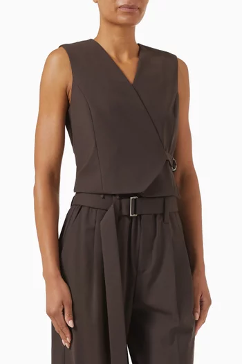 V-neck Vest in Virgin Wool Blend