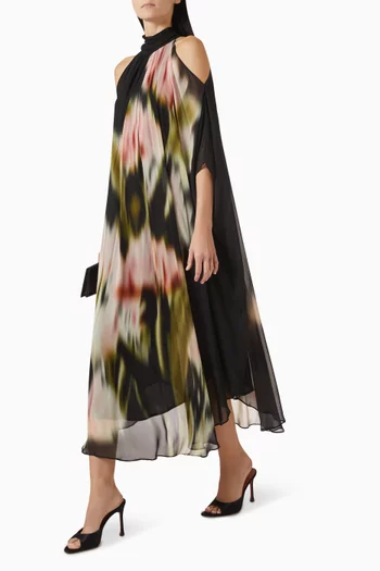 Floral-print Midi Dress in Viscose