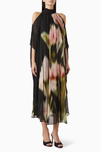 Floral-print Midi Dress in Viscose