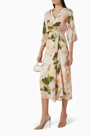Printed Midi Dress in Viscose Blend