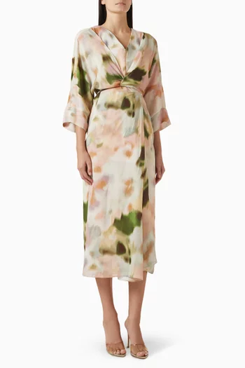 Printed Midi Dress in Viscose Blend