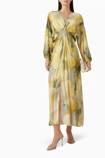 V-neck Midi Dress in Rayon