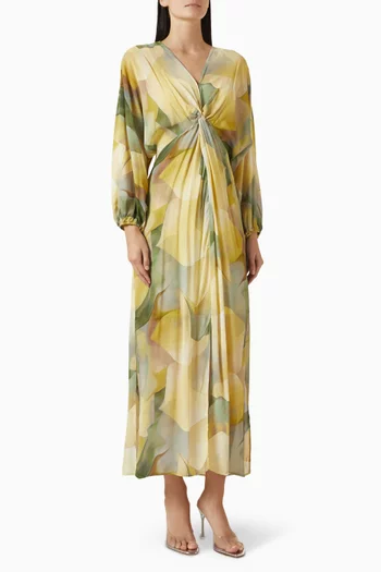 V-neck Midi Dress in Rayon